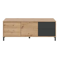Credenza bassa rovere nodi e antracite 130x41x47h cm 2 ante e 2 cassetti - Anora