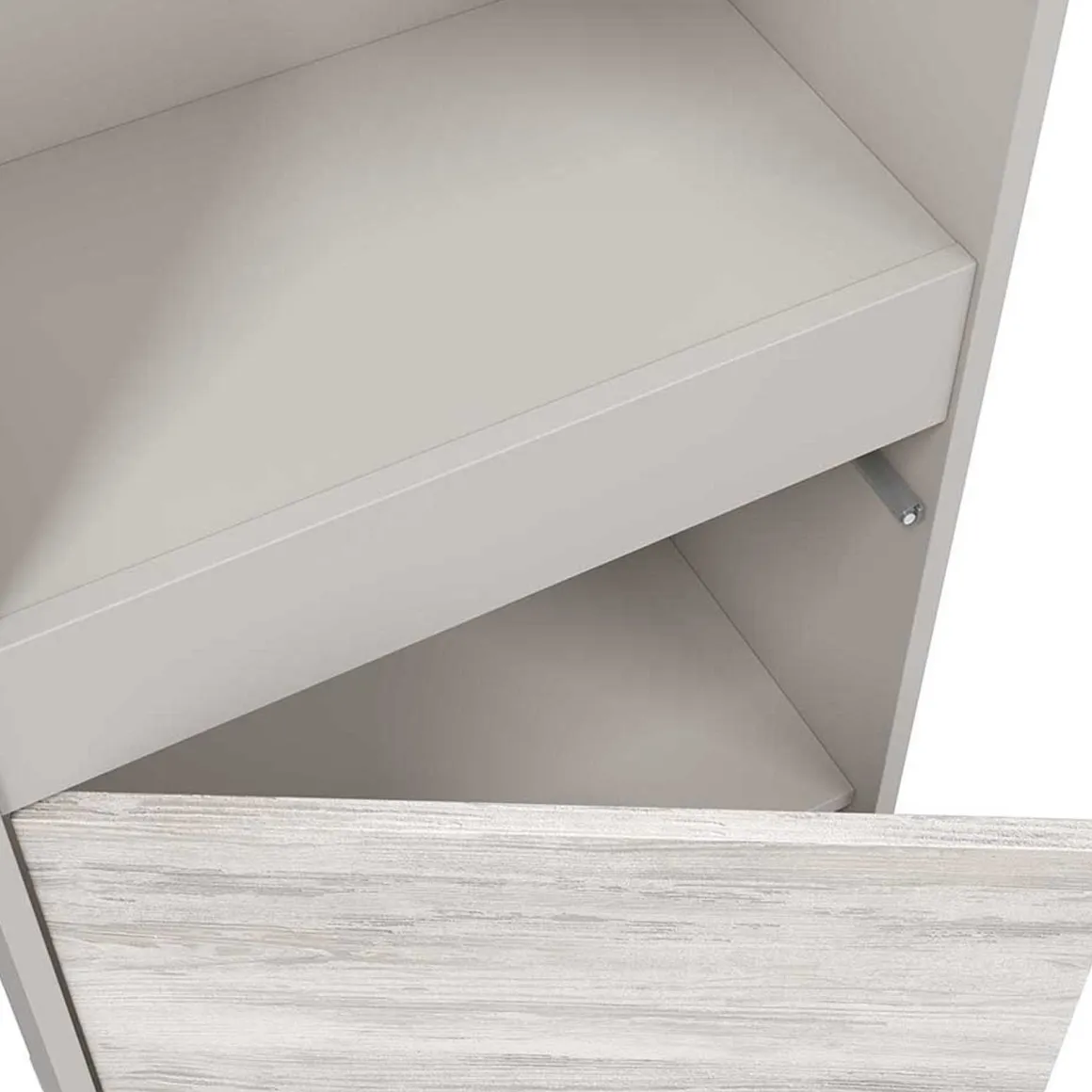 Credenza Beige Bianco Anticato Cassetti 3 Ripiani 49x28x174h cm, Apertura Push Pull - Spineda