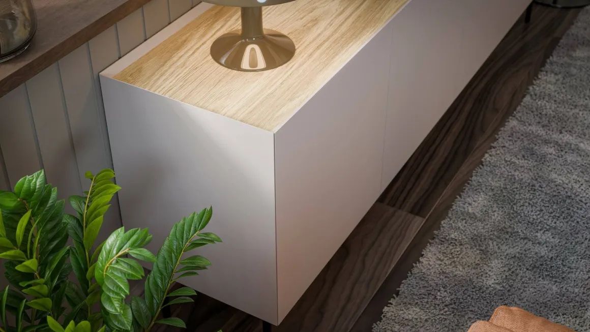 Credenza beige e rovere 150x40x70h cm 3 ante - Verrone