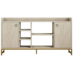 Credenza Beige Marmo 3 Ripiani 2 Ante 160x40x85h cm, 7 Vani - Gorzegno