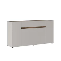Credenza Beige Marrone Noce un Cassetto 3 Ripiani 170x40x85h cm, Apertura Battente - Cirimido