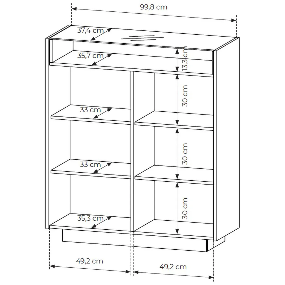 Credenze > Dmora Credenza Beige Marrone 4 Ripiani Apertura Battente 103x40x119h cm, 2 Ante - Halane Marrone, Beige