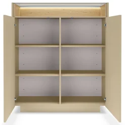 Credenze > Dmora Credenza Beige Marrone 4 Ripiani Apertura Battente 103x40x119h cm, 2 Ante - Halane Marrone, Beige
