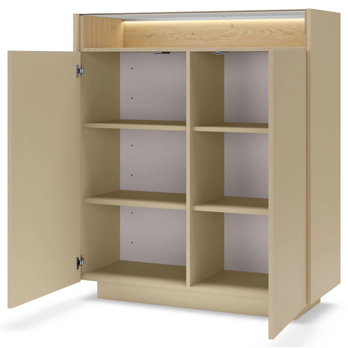 Credenze > Dmora Credenza Beige Marrone 4 Ripiani Apertura Battente 103x40x119h cm, 2 Ante - Halane Marrone, Beige