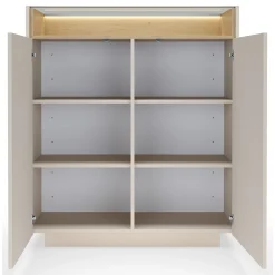 Credenza Beige Marrone Rovere 4 Ripiani Apertura Battente 103x40x119h cm, 2 Ante - Halane