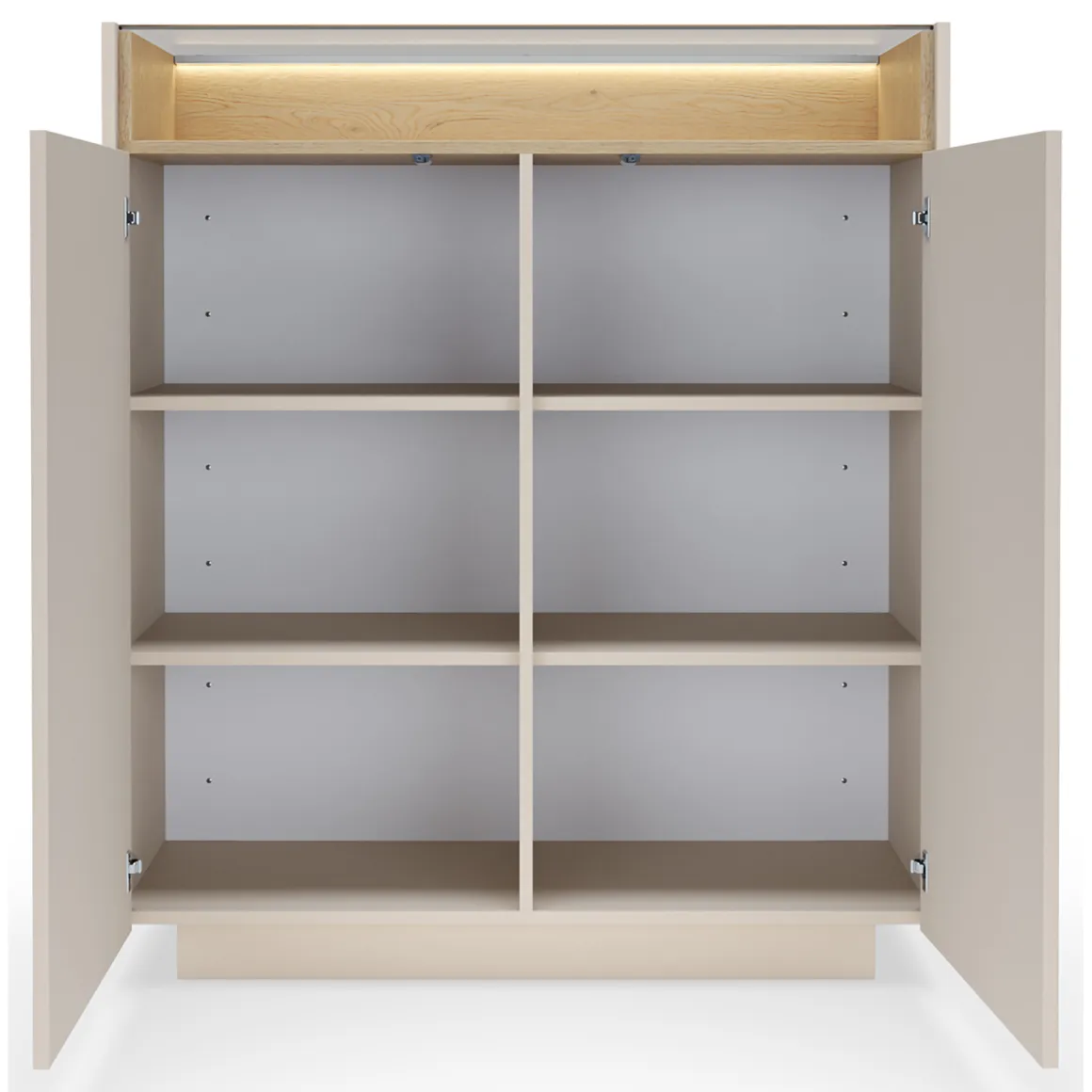 Credenza Beige Marrone Rovere 4 Ripiani Apertura Battente 103x40x119h cm, 2 Ante - Halane