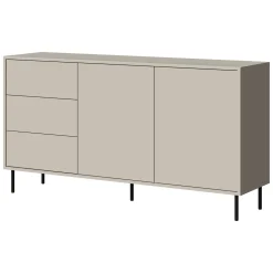 Madie|Credenze > Dmora Credenza Beige Nero 3 Cassetti 2 Ripiani 150x39x80h cm, Apertura Battente, Scorrevole - Civezza Nero, Beige Cashmere