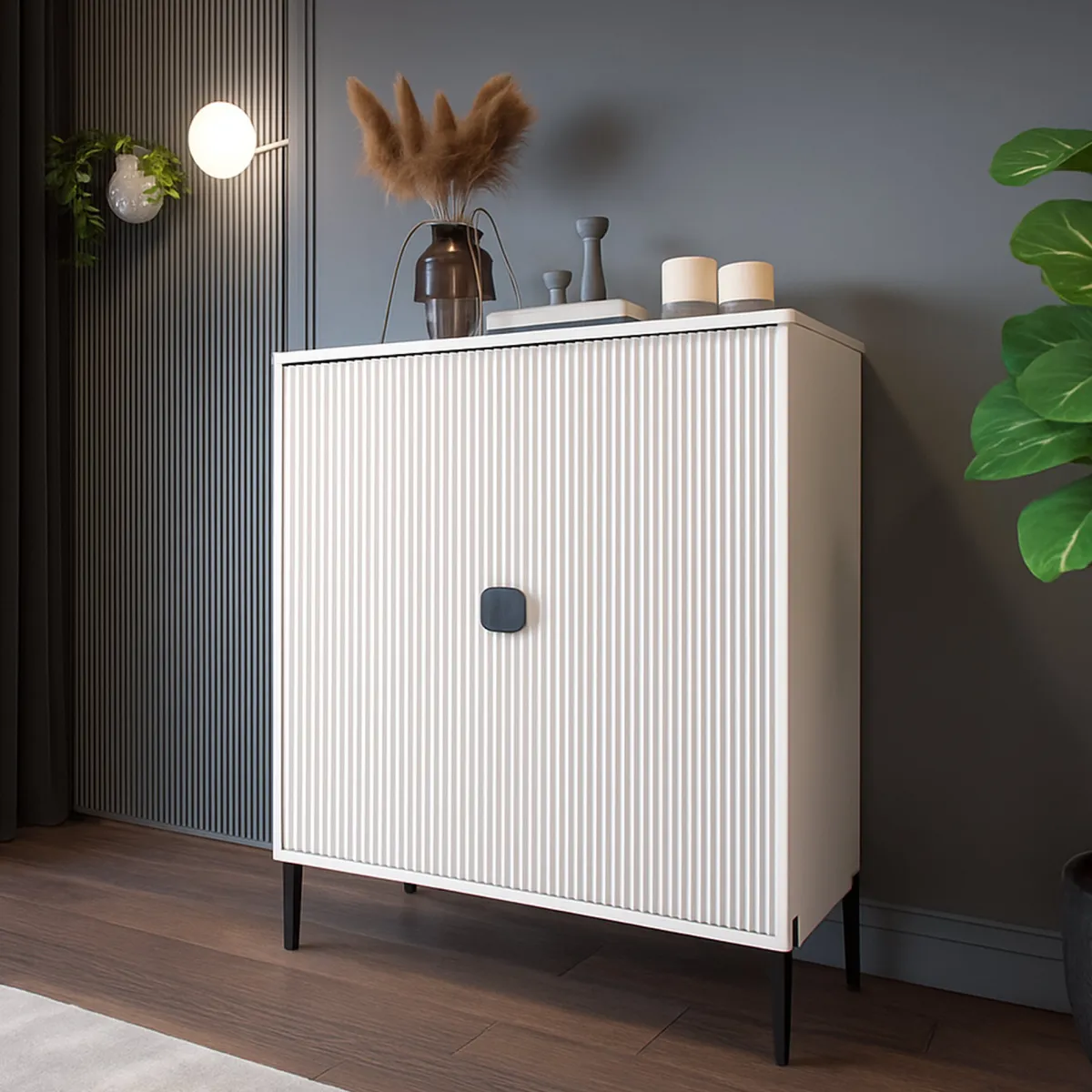 Madie|Credenze > Dmora Credenza Beige Nero Cassetti 4 Ripiani 104x40x129h cm, Apertura Battente - Wallis Nero, Beige Cashmere