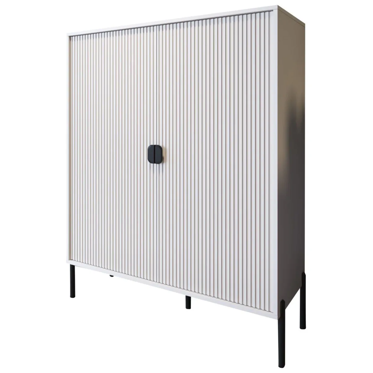 Madie|Credenze > Dmora Credenza Beige Nero Cassetti 4 Ripiani 104x40x129h cm, Apertura Battente - Wallis Nero, Beige Cashmere