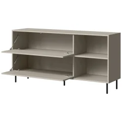 Credenze > Dmora Credenza Beige Nero 2 Ripiani Apertura a Ribalta 150x39x75h cm, 2 Ante - Cogoleto Nero, Beige Cashmere