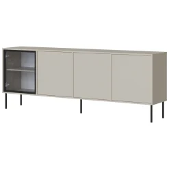 Credenza Beige Nero 4 Ripiani Apertura Battente 200x40x75h cm, 4 Ante - Pizzo
