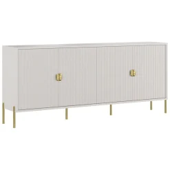 Credenza Beige oro Cassetti 4 Ripiani 203x49x83h cm, Apertura Battente - Arpina