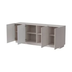 Madie|Credenze > Dmora Credenza Beige 4 Ripiani 4 Ante 200x40x78h cm, 8 Vani - Masainas Beige Cashmere