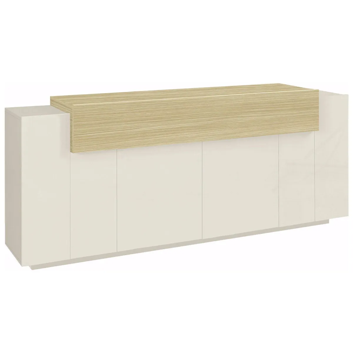 Madie|Credenze > Dmora Credenza 3 Ripiani Apertura Battente, a Ribalta 200x45x85.5h cm, 5 Ante - Pulfero Beige