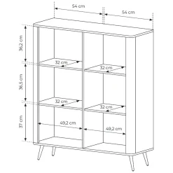 Credenza Beige 4 Ripiani Apertura Battente 113x38x134h cm, 2 Ante - Nerrio