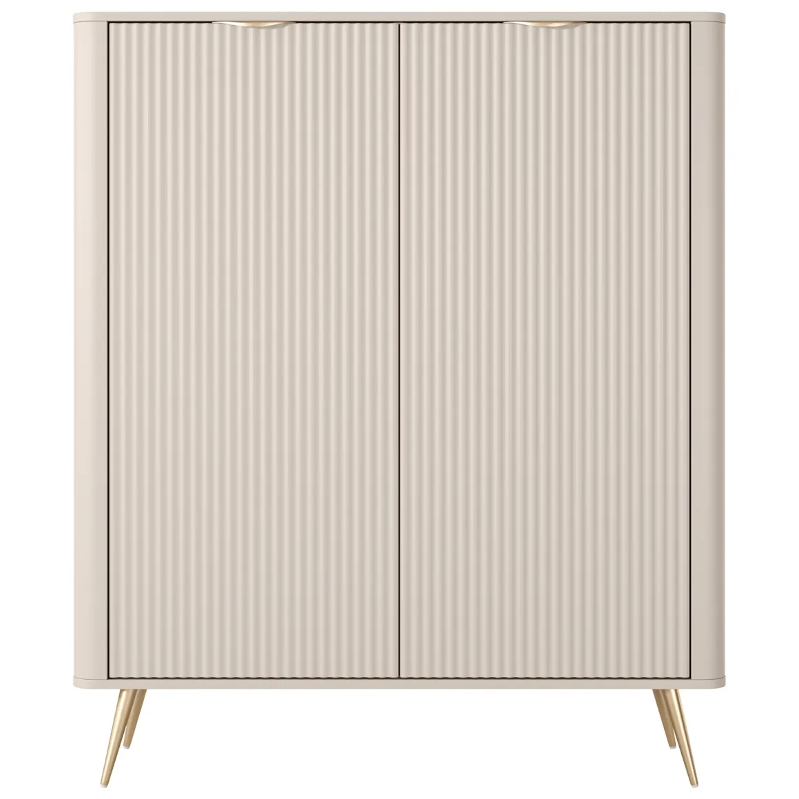 Credenza Beige 4 Ripiani Apertura Battente 113x38x134h cm, 2 Ante - Nerrio