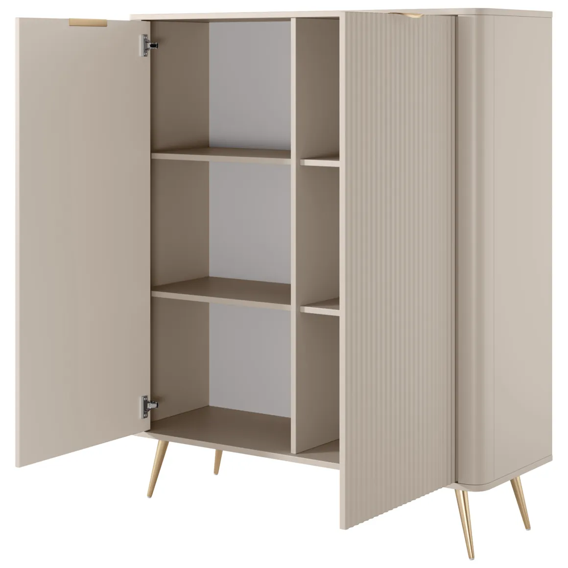 Credenza Beige 4 Ripiani Apertura Battente 113x38x134h cm, 2 Ante - Nerrio