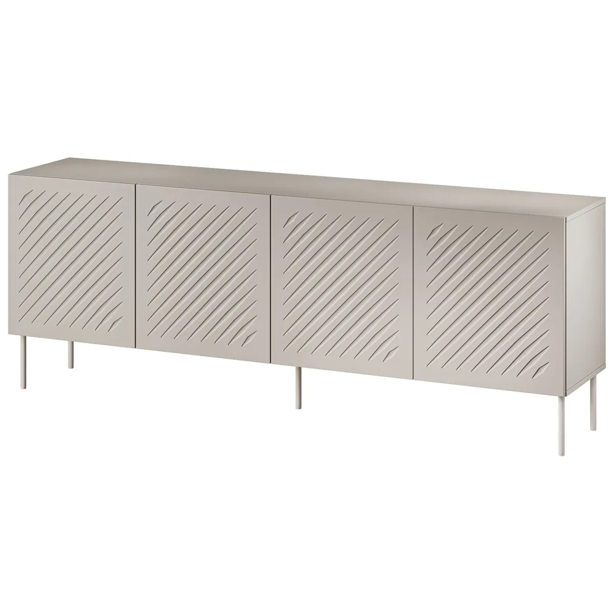 Madie|Credenze > Dmora Credenza Beige 2 Ripiani 6 Vani 200.5x42x75h cm, 4 Ante - Carema Beige Cashmere