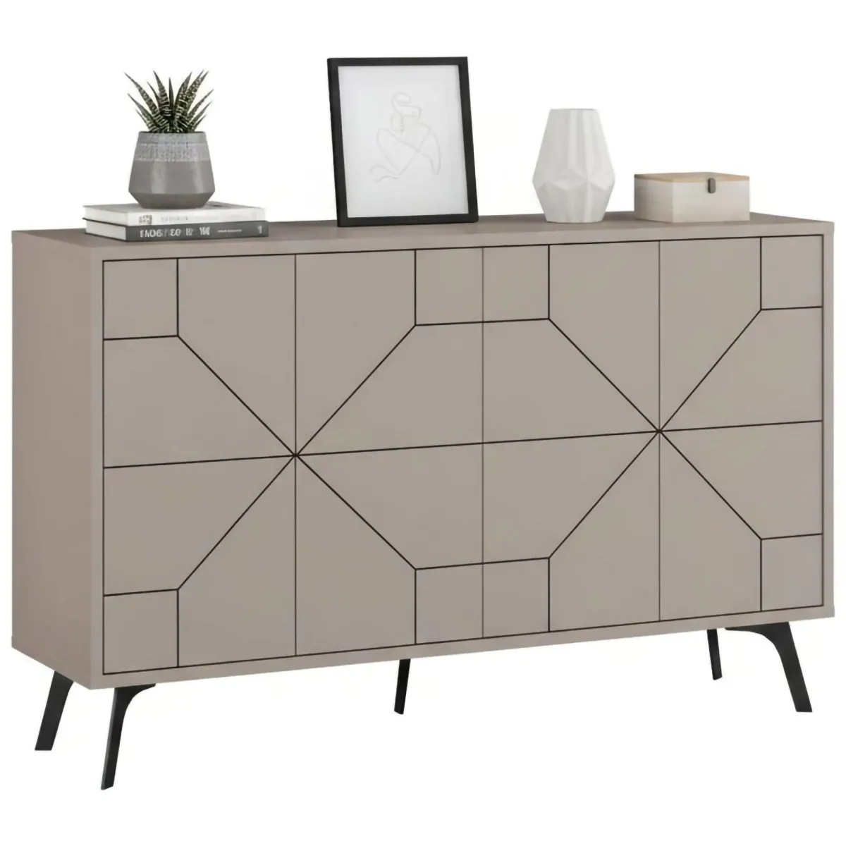 Madie|Credenze > Dmora Credenza 123x35x62h cm 4 ante - Earl Beige