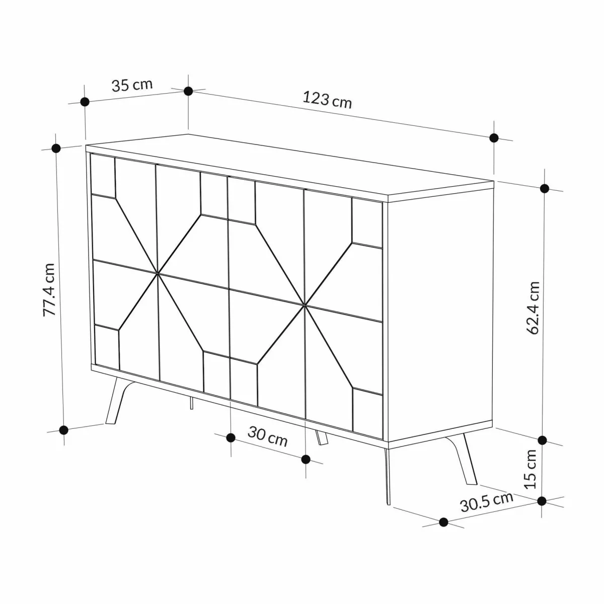 Madie|Credenze > Dmora Credenza 123x35x62h cm 4 ante - Earl Beige