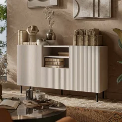 Credenza beige 150x42x82h cm 2 ante e 1 cassetto - Malo