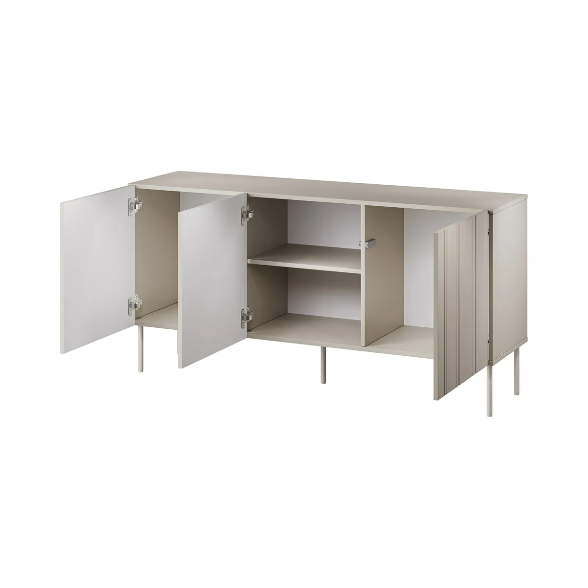 Madie|Credenze > Dmora Credenza beige 150x42x75h cm 3 ante - Spirano Beige Cashmere