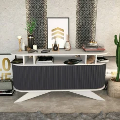 Credenza bianca e antracite 150x43x75h cm 2 ante - Joy