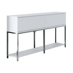Cucina|Madie > Dmora Credenza bianca e argento 150x30x80h cm 2 ante - Basilia Argento, Bianco