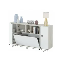 Credenza bianca e cemento 150x41x76h cm 3 ante - Crisantemo