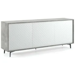 Cucina|Madie > Dmora Credenza bianca e cemento 184x45x77h cm 3 ante - Aminda Grigio, Bianco Cemento