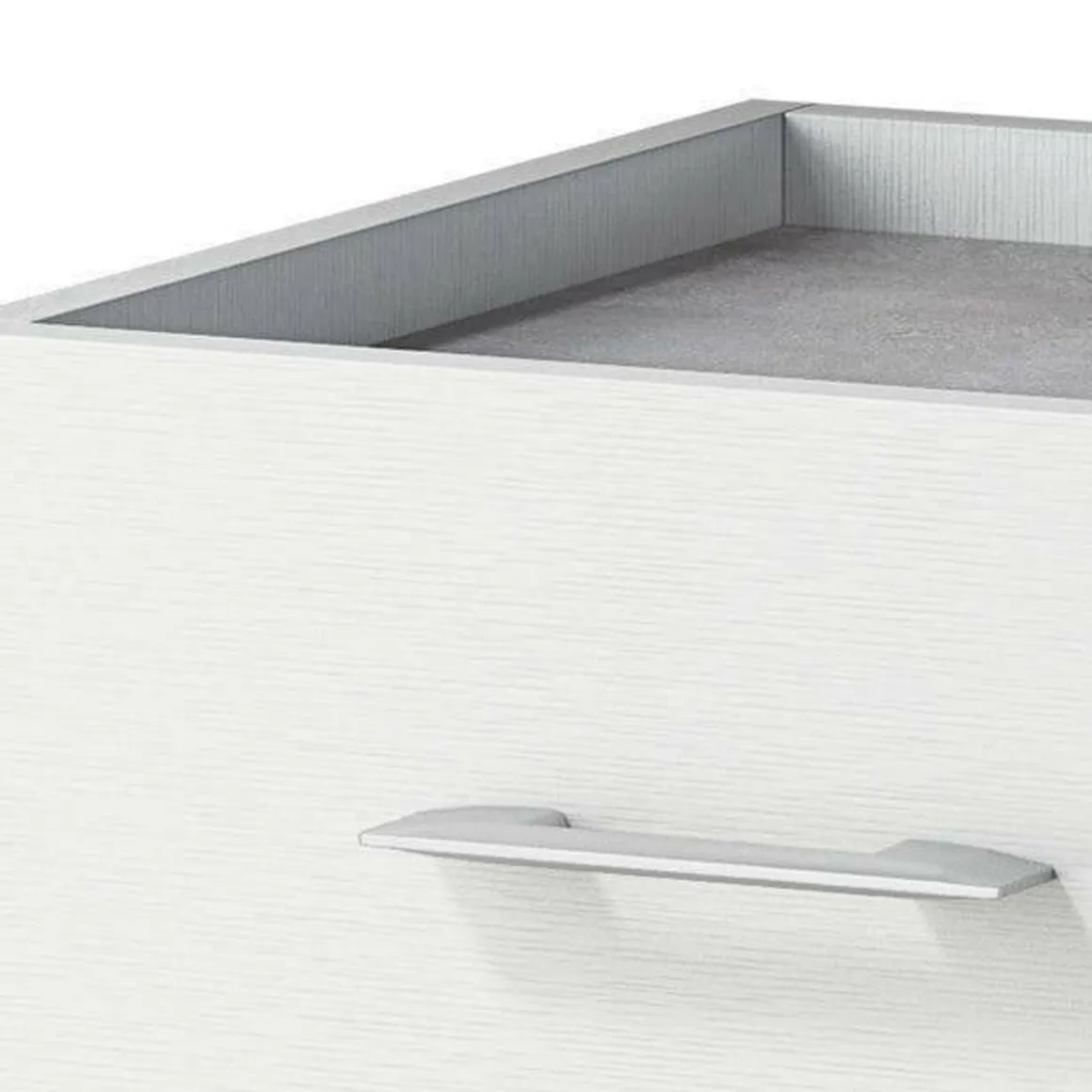 Credenza bianca e cemento 90x41x87h cm 1 anta e 4 cassetti - Aracnida