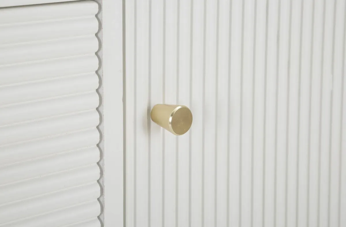 Madie|Credenze > Dmora Credenza bianca e marrone 117x37x90h cm 2 ante e 4 cassetti - Acute Marrone, Bianco