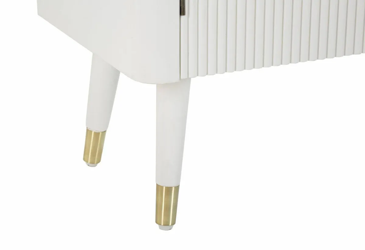 Madie|Credenze > Dmora Credenza bianca e marrone 117x37x90h cm 2 ante e 4 cassetti - Acute Marrone, Bianco