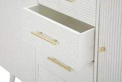 Madie|Credenze > Dmora Credenza bianca e marrone 117x37x90h cm 2 ante e 4 cassetti - Acute Marrone, Bianco