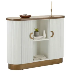 Credenza bianca e marrone 121x41x90h cm 2 ante - Ferrule