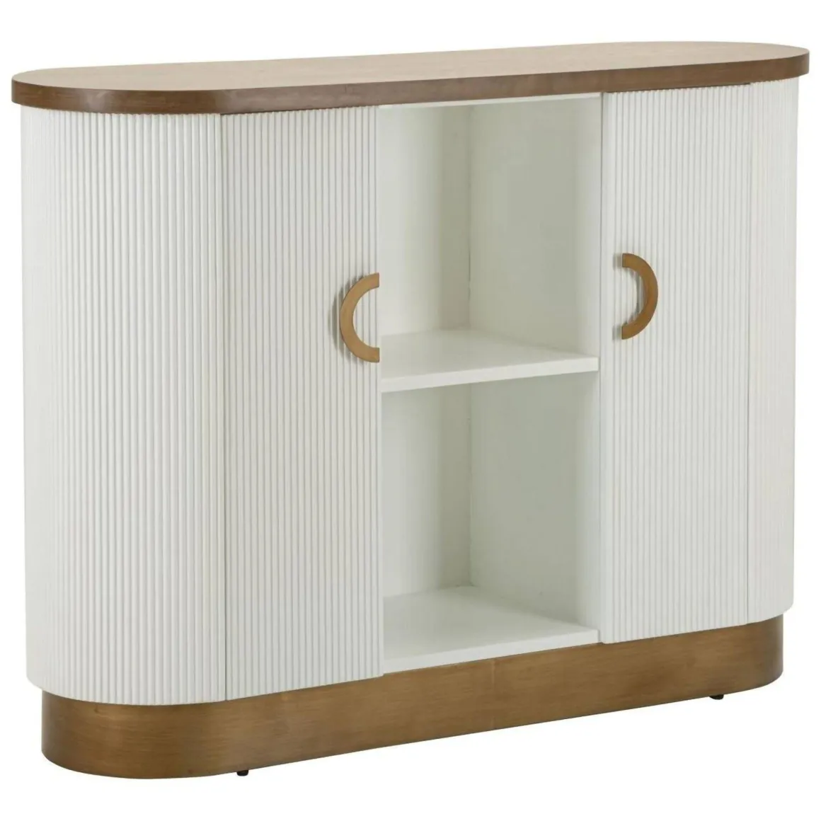 Credenza bianca e marrone 121x41x90h cm 2 ante - Ferrule