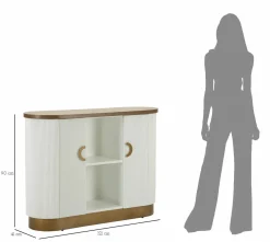 Credenza bianca e marrone 121x41x90h cm 2 ante - Ferrule