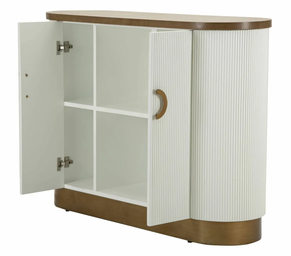 Credenza bianca e marrone 121x41x90h cm 2 ante - Ferrule