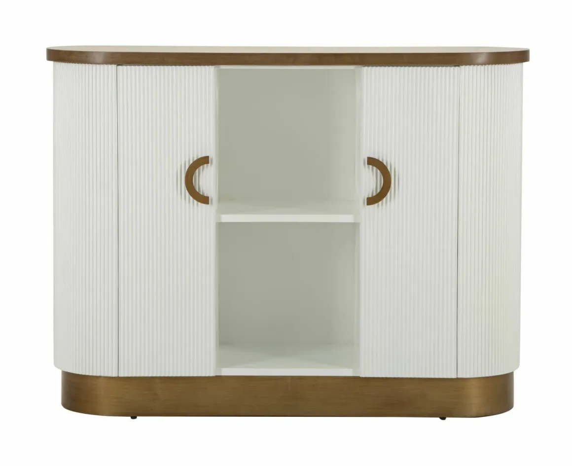 Credenza bianca e marrone 121x41x90h cm 2 ante - Ferrule