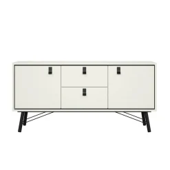 Credenza bianca e nera 150x40x72h cm 2 ante e 2 cassetti - Manyi