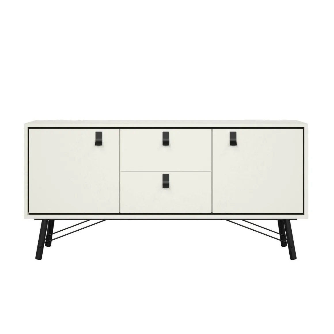 Credenza bianca e nera 150x40x72h cm 2 ante e 2 cassetti - Manyi