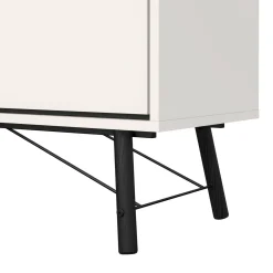 Credenza bianca e nera 150x40x72h cm 2 ante e 2 cassetti - Manyi