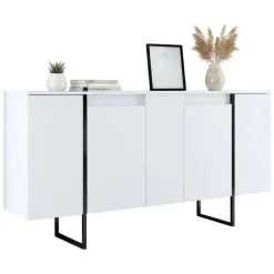 Credenza bianca e nera 160x35x80h cm 4 ante - Arta