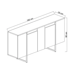 Credenza bianca e nera 160x35x80h cm 4 ante - Arta