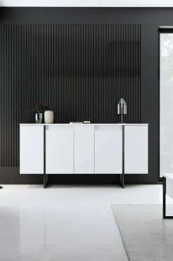 Credenza bianca e nera 160x35x80h cm 4 ante - Arta