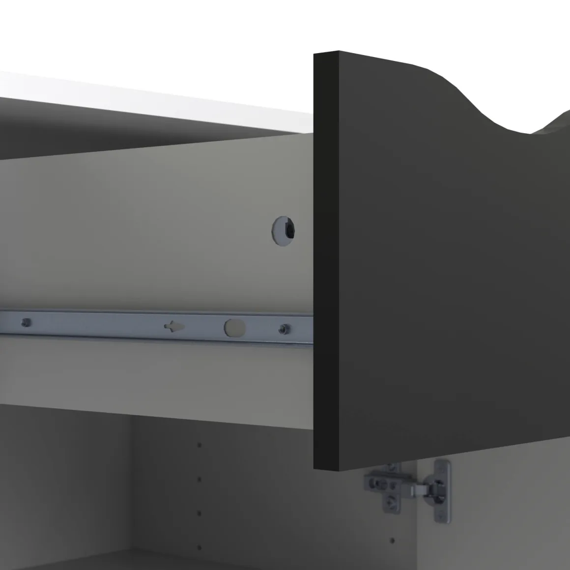 Credenza bianca e nera 98x39x81h cm 2 ante e 1 cassetto - Audit