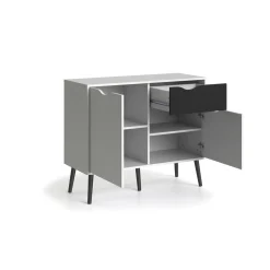 Credenza bianca e nera 98x39x81h cm 2 ante e 1 cassetto - Audit