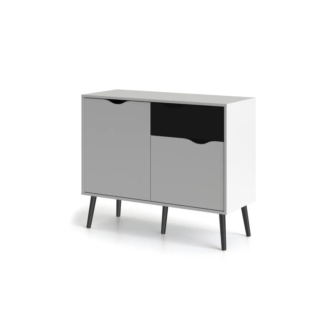 Credenza bianca e nera 98x39x81h cm 2 ante e 1 cassetto - Audit