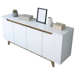 Credenza bianca e noce 180x45x78h cm 4 ante - Ascaro