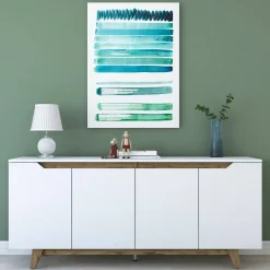 Credenza bianca e noce 180x45x78h cm 4 ante - Ascaro